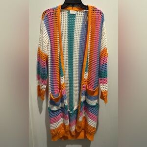 Fate Multicolor Striped Open-Front Cardigan